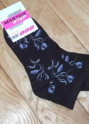 Носки женские "тюльпанчики", размер 23 / 35-37, цвет черный