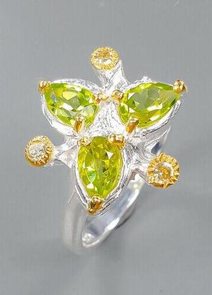 Хризолит (перидот, оливин) серебряное кольцо, 1971кх