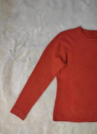 Оранжевый терракотовый натуральный кашемировый свитер с пуговицами  кардиган пуловер кашемир шелк4 фото