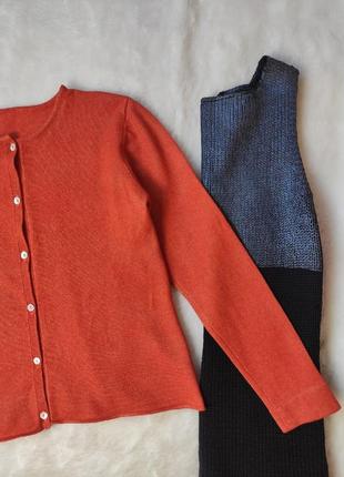 Оранжевый терракотовый натуральный кашемировый свитер с пуговицами  кардиган пуловер кашемир шелк5 фото