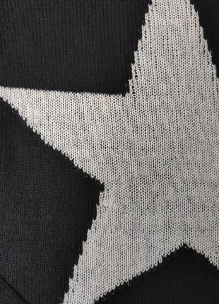 Черный натуральный кашемировый тонкий свитер с белой звездой кофта пуловер джемпер кашемир шерсть7 фото