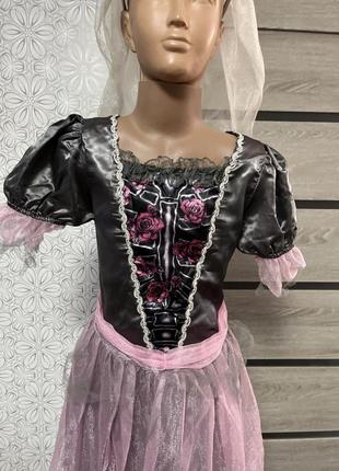Карнавальна сукня з фатою мертва наречена 11 12 років4 фото