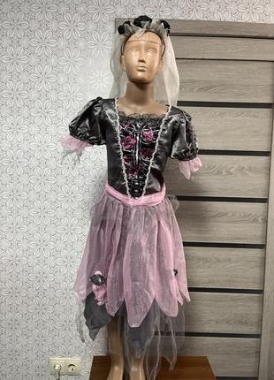 Карнавальна сукня з фатою мертва наречена 11 12 років8 фото