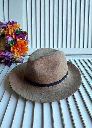 Шляпа фетровая теплая с полями тёмно бежевая капучтно цвет верблюжьей шерсти8 фото