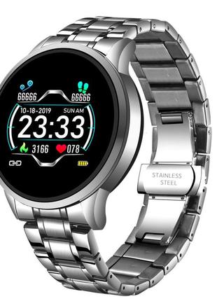 Мужские умные смарт часы smart watch hs-b28-hf серебристые. фитнес браслет трекер