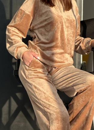 Велюровий плюшевий костюм кофта зі штанами, піжама
