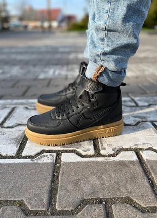 Nike air force 1 gore-tex black brown меховые кроссовки найк