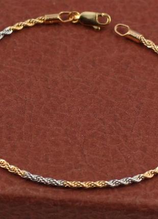 Браслет xuping jewelry канатик комбинированный 19 см золотистый1 фото