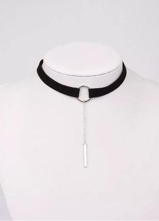 Чокер женский замшевый, с подвеской «tiny» (черный)