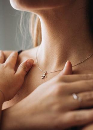 Подвеска серебряная самолет, цепочка + кулон с камнями для путешествий из серебра 925...