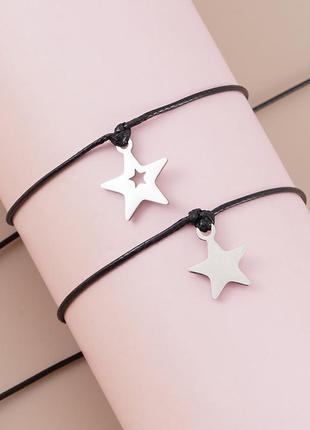 Парные браслеты для мамы и дочки aliri_10024 звездочки регулируемые на шнурочках2 фото