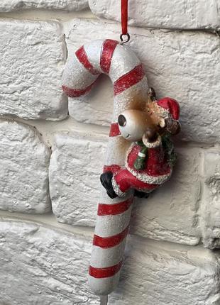 Новорічна іграшка, прикраса на ялинку «олень на льодянику»2 фото