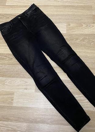 Stradivarius джинси джинсы чорні потерті штани класичні черные потертые1 фото