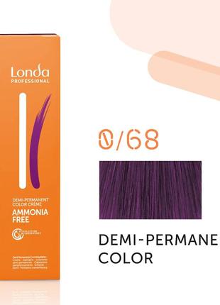 Тонуюча безаміачна фарба для волосся londа demi-permanent color 0/68 фиолетово-синий микстон
