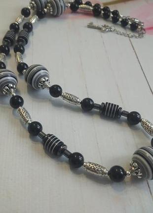 Черное вечернее колье "полоска"