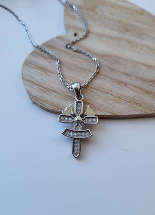 Підвіска хрест із крилами срібло 925 проби 34062