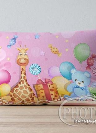 Детская подушка с фото "игрушки с конфетками"