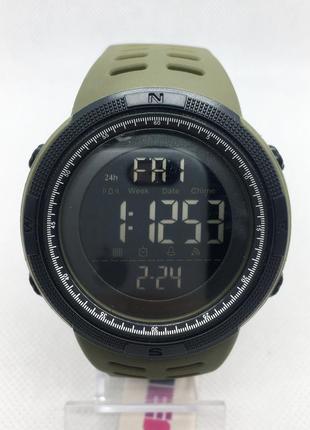 Часы мужские спортивные водостойкие skmei 1251 (скмей), цвет черный с хаки ( код: ibw344bh )