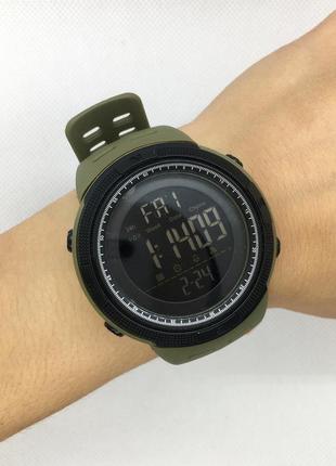 Часы мужские спортивные водостойкие skmei 1251 (скмей), цвет черный с хаки ( код: ibw344bh )