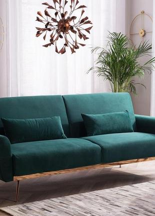 Велюровый диван-кровать зеленый eina2 фото