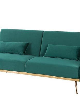 Велюровый диван-кровать зеленый eina5 фото