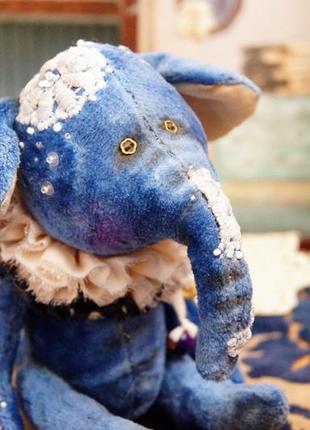 Слоник тедди, teddy, мальчик, синий бархат