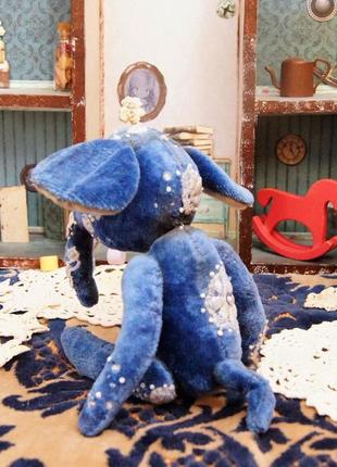 Слоник тедди, teddy, мальчик, синий бархат