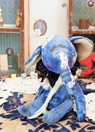 Слоник тедди, teddy, мальчик, синий бархат