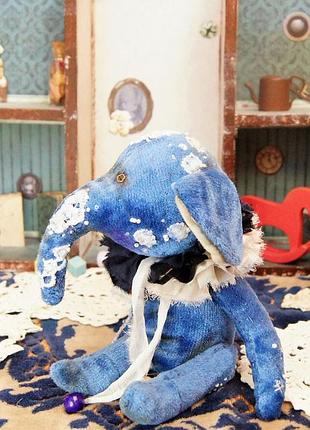 Слоник тедди, teddy, мальчик, синий бархат