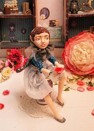 Авторская кукла тедди-долл "бархатная бабочка", интерьерная кукла