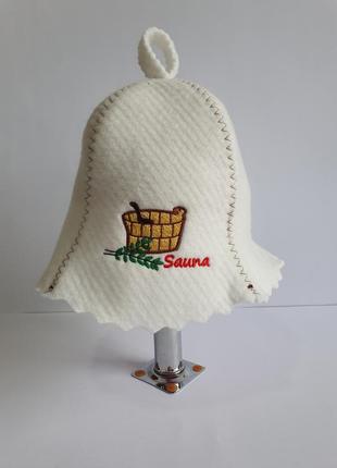 Шапка для бані та сауни з яскравою вишивкою кадушка sauna