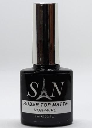 Матовый закрепитель для гель лака без липкого слоя top san non wipe profesional 9 ml