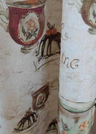 Комплект штор "чашечка", з рогожки і тюли сітки, на тесьмі6 фото