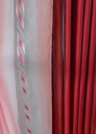 Комплект штор из легких тканей, бордовые4 фото