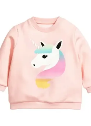 Berni kids свитшот для девочки с изображением единорога персиковый rainbow unicorn