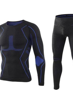Термобілизна чоловіча lesko a201 black-blue s зимовий комплект для чоловіків
