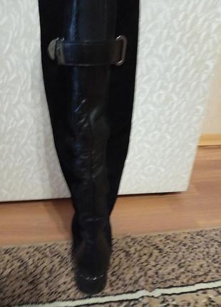 Нові чобітки-ботфорти натуральний замш. зима турція розмір 39