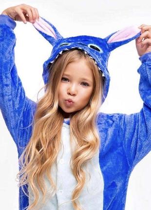 Комфортная кигуруми пижама на девочку "стичь синий"1 фото