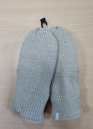 Бежеві, в'язані, рукавиці, теплі, товсті, хутряні, розмір onesize, isotoner, 22059