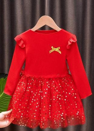 Платье для девочки crown красное нарядное платье 85см - 120см карнавальное праздничное новогоднее