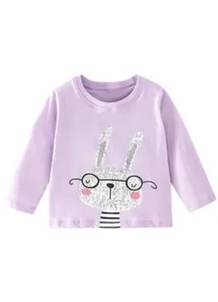 Berni kids лонгслив для девочки с рисунком кролик фиолетовый rabbit with glasses