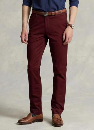 Штани\чіно polo ralph lauren stretch slim fit burgundy chino pant