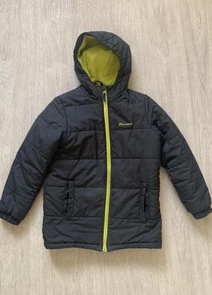 Куртка на мальчика 140 см серая салатовая осенняя зимняя синтепон