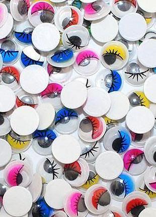 (10грамм, d=12мм) глазки с ресничками подвижные для игрушек (?115-120 глазок) цвет - ассорти