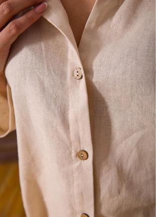 Льон лен шикарний костюм оверсайс весна рубашка високі брюки палаццо  s m l xl5 фото