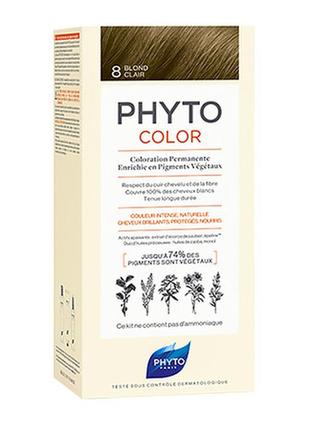 Безаміачна крем-фарба для волосся phyto phytocolor coloration permanente 8 світло-русявий 112 мл