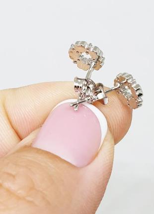 Сережки-пусеты серебряные с кубическим цирконием "сердечко" 1,22 г2 фото