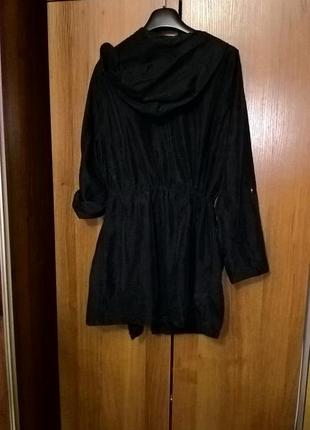 Чорне пальто-плащик літній з капюшоном. тоненький плащик-вітровка розмір s-m-l3 фото