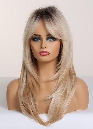 Парик пшеничний блондинка жіночий середній довжини термо