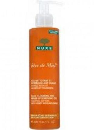 Очищающий гель для лица nuxe reve de miel face cleansing and make-up removing gel 200 мл